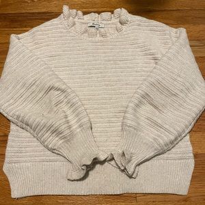 MADEWELL Ruffle Merino Wool Blend Sweater / cream